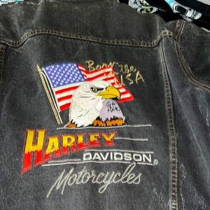 Vintage Harley Davidson black denim jacket